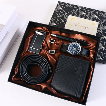 8pcs Men'S Business Gift Set (with Gift Box), Exquisite Watch, Cuffs, Automatic Buckle Belt, Ballpoint Pen, Etc., For Fathers, Boyfriends, Father'S Day And Valentine'S Day Gifts.