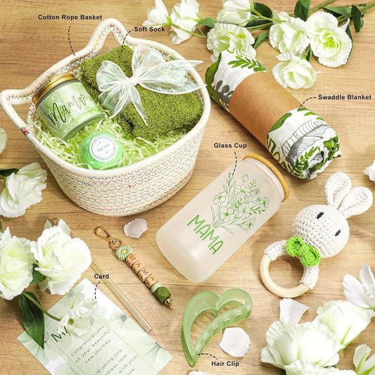 New Mom Gifts, 9pcs Care Basket for First-Time Moms