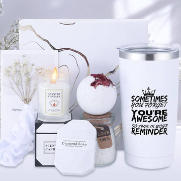 Women Basket Set Stuff White Gifts for Her Mom Mother Daughter Sister Girlfriend Gf Wife Aunt Friend Coworker Bestie Birthday Unique Cool Cute Funny Stuff Valentines Mother Day Christmas Xmas Aesthetic Beauty Present