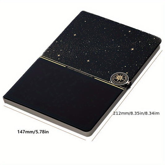 [Starry Sky Notebook] 4pcs High End Business Notebook Set With Magnetic Buckle And Imitation Leather Cover - Deep Starry Sky - Comes With Signature Pen USB Drive And Pen Core, Birthday, Christmas Day, And Handheld Gifts