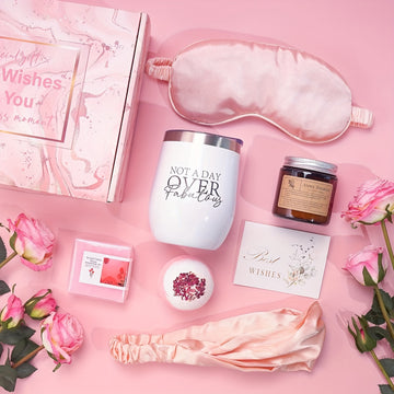 Mother'S Day Gift, Birthday Gifts For Women Spa Gift Basket Set For Women, Mom, Grandma, Daughter, Sister, Wife, Girlfriend, Female Friend, Colleague, Teacher, Women Pink Bath Set Birthday Gift