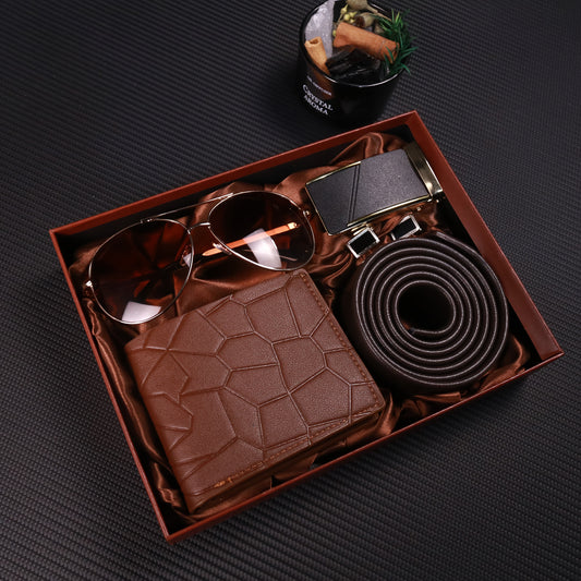 6pcs Men'S Gift Box Set, Including Glasses, Automatic Buckle Belt, Wallet, Two Cufflinks, Exquisite Gift Box, Valentine'S Day, Thanksgiving, And Father'S Day Gift Boxes.